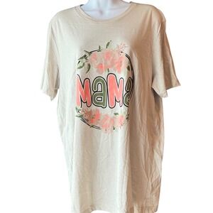 Bella Canvas Mama‎ Floral Graphic Tee Casual Short Sleeve Top Size L